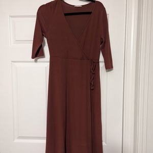 Red faux wrap dress